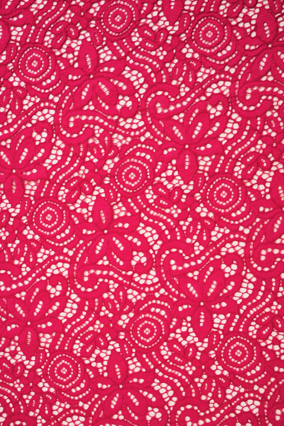 Rožinė medvilninė nėrinių juosta
