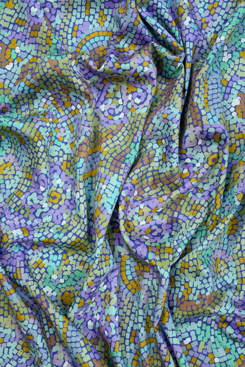 Wiskoza drobna niebieska mozaika