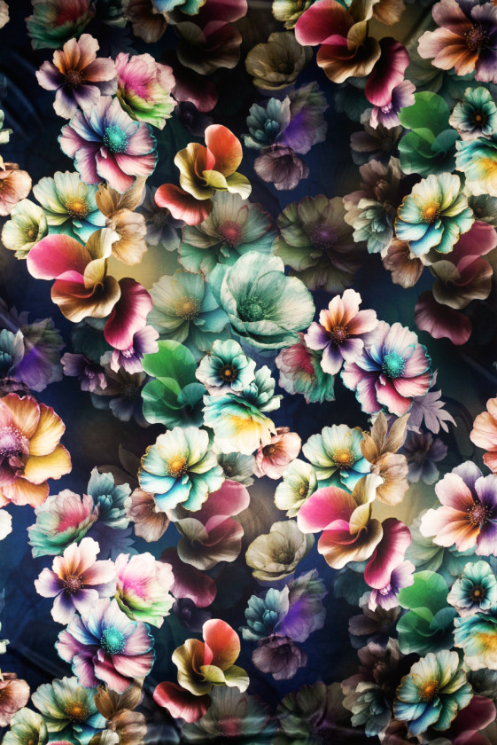 Satyna jedwabna duże kwiaty