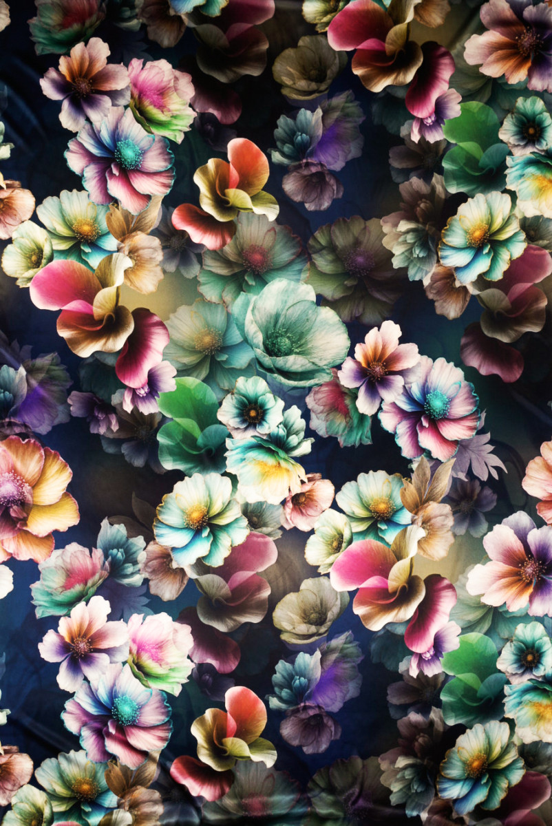 Satyna jedwabna duże kwiaty