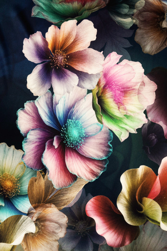 Satyna jedwabna duże kwiaty