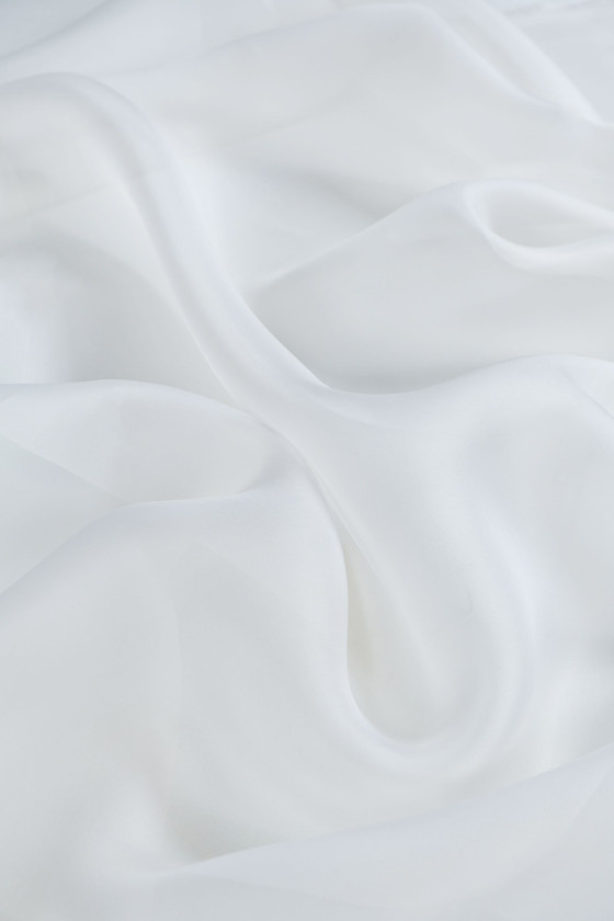 Organza jedwabna biała KUPON 180cm