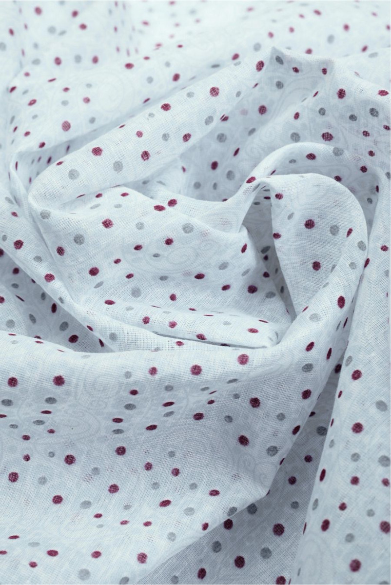 Batyst jedwabno-bawełniany w kropeczki