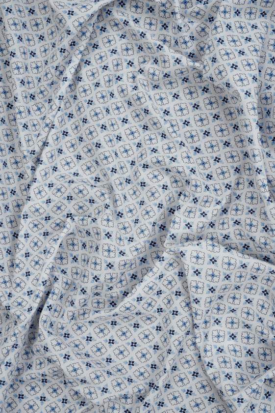 Batyst bawełniany błękitna geometria