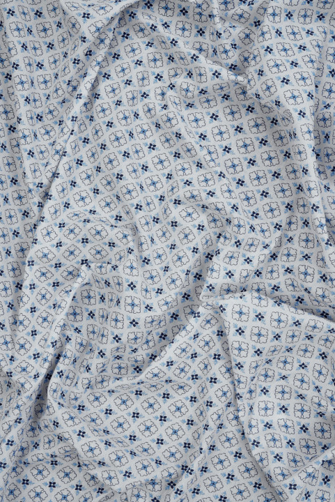 Batiste coton géométrie bleue