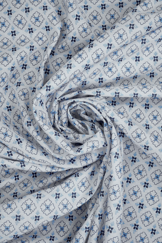 Batyst bawełniany błękitna geometria