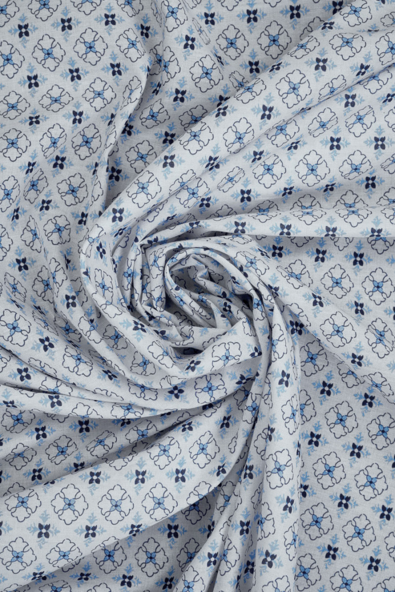 Batyst bawełniany błękitna geometria