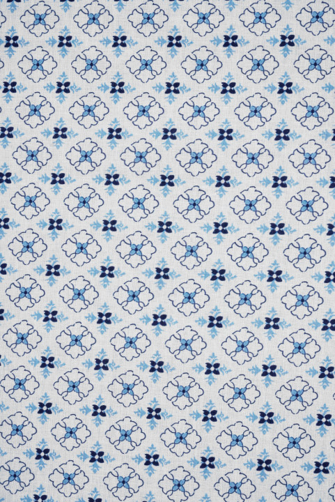 Batiste coton géométrie bleue