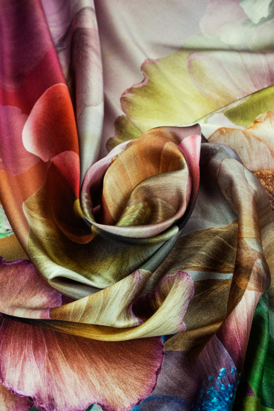 Satyna jedwabna duże kwiaty