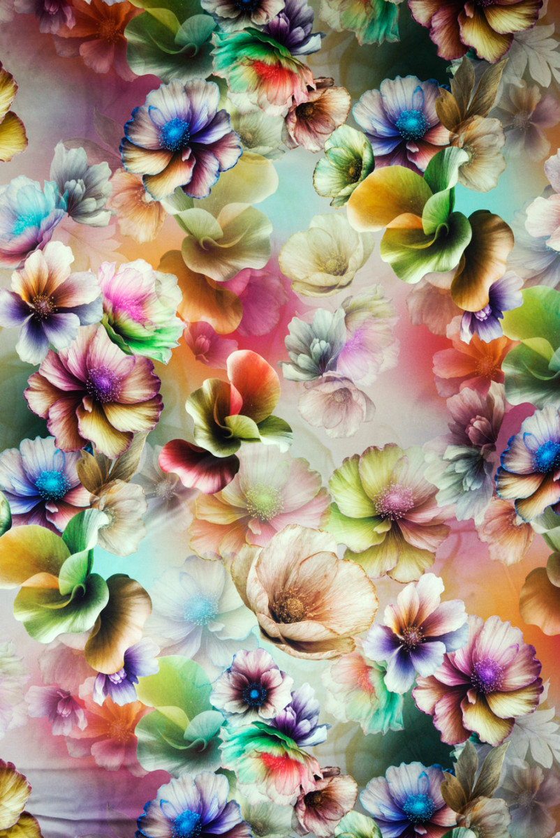 Satyna jedwabna duże kwiaty