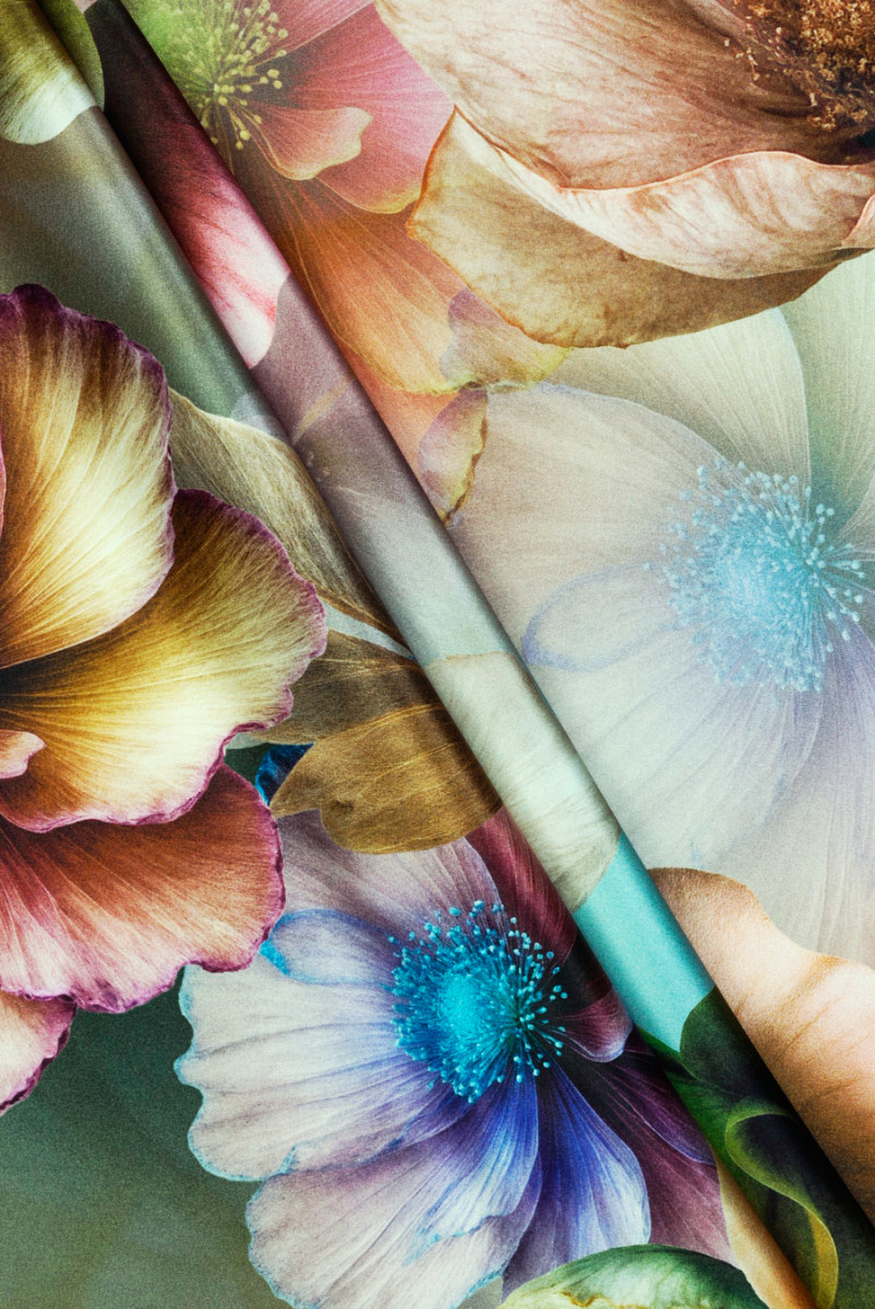 Satyna jedwabna duże kwiaty