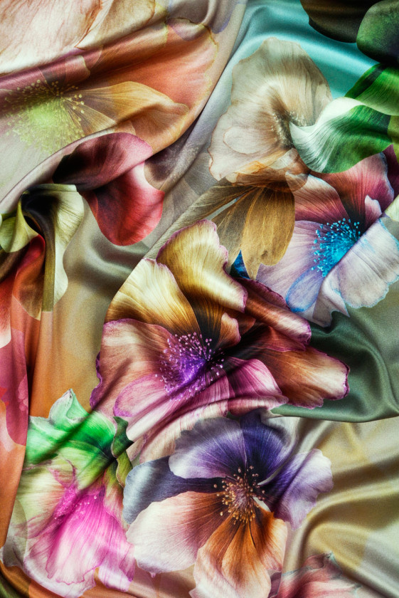 Satyna jedwabna duże kwiaty