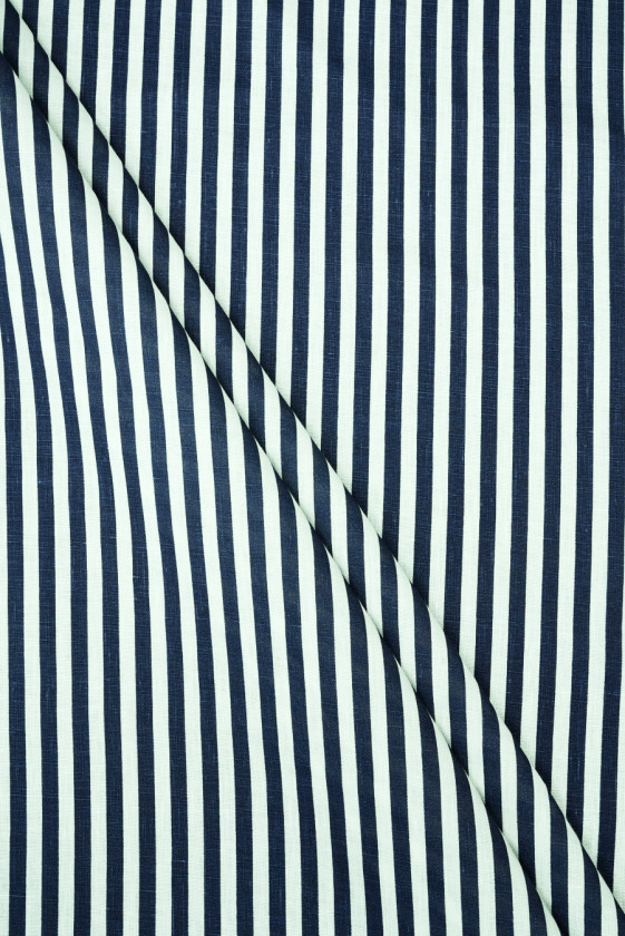 Len w granatowe paski