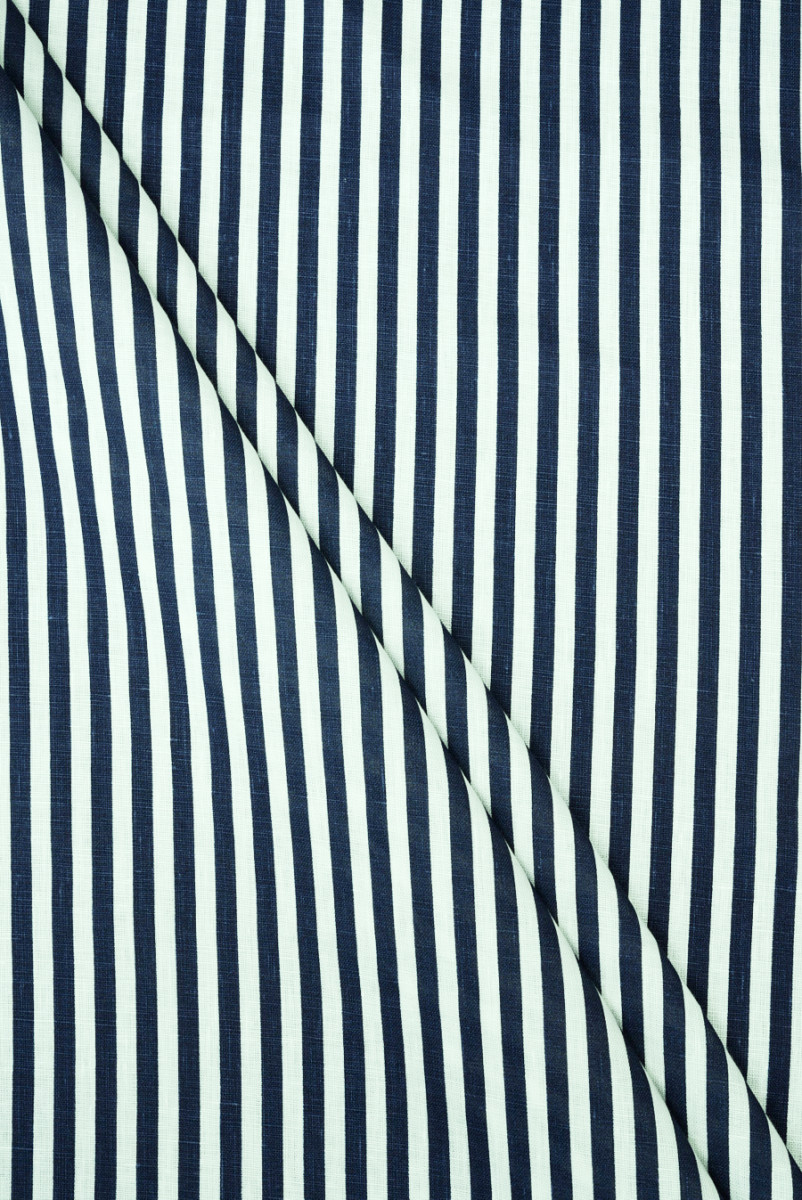 Len w granatowe paski