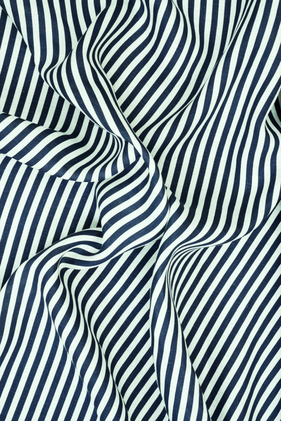 Len w granatowe paski