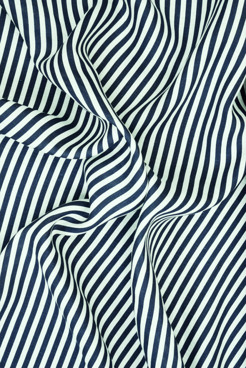 Len w granatowe paski