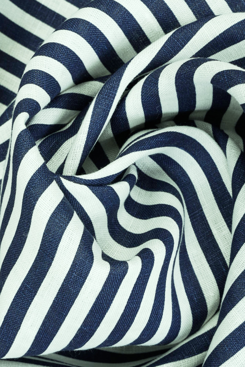 Len w granatowe paski