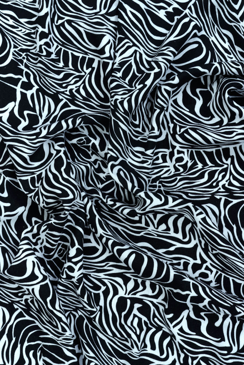Viscosa con lino astratto nero-bianco