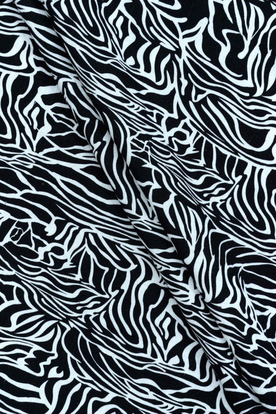 Wiskoza z lnem czarno-biała...