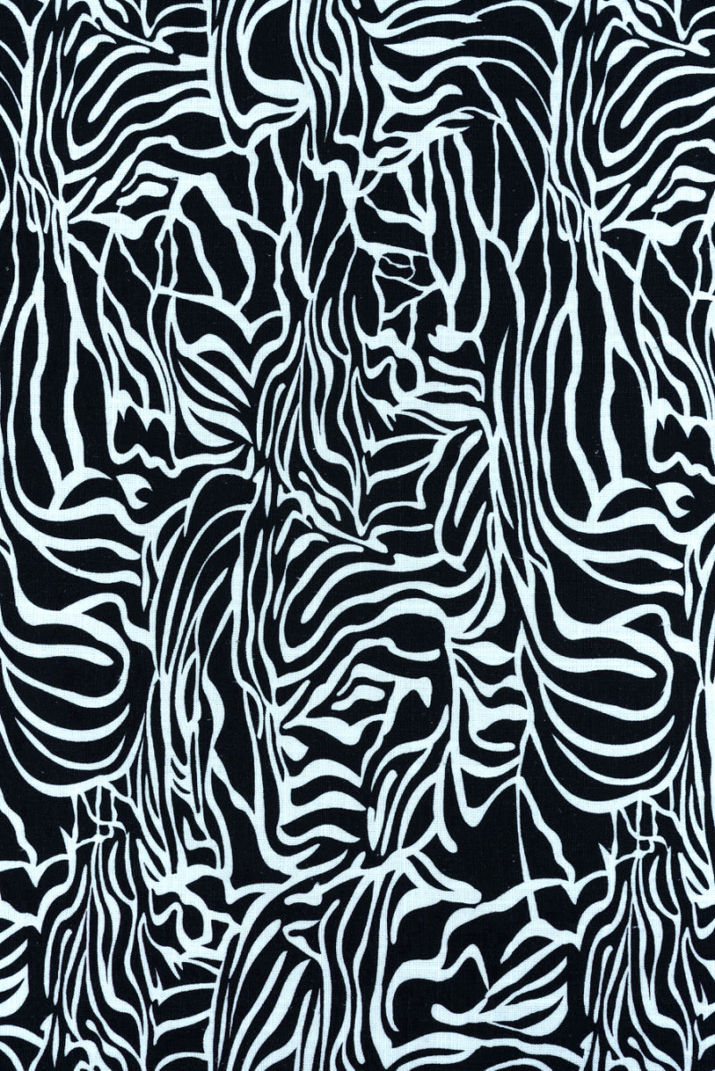 Viscosa con lino abstracción en negro y blanco