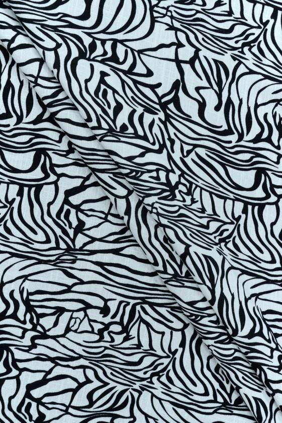 Wiskoza z lnem biało-czarna...