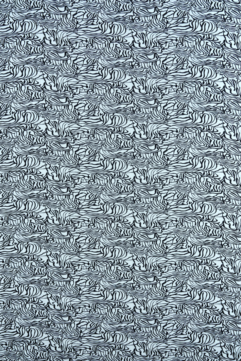 Wiskoza z lnem biało-czarna abstrakcja