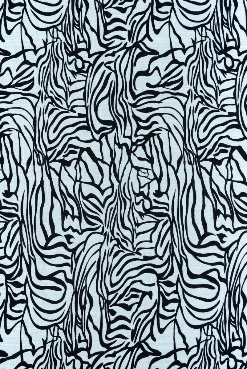 Wiskoza z lnem biało-czarna abstrakcja