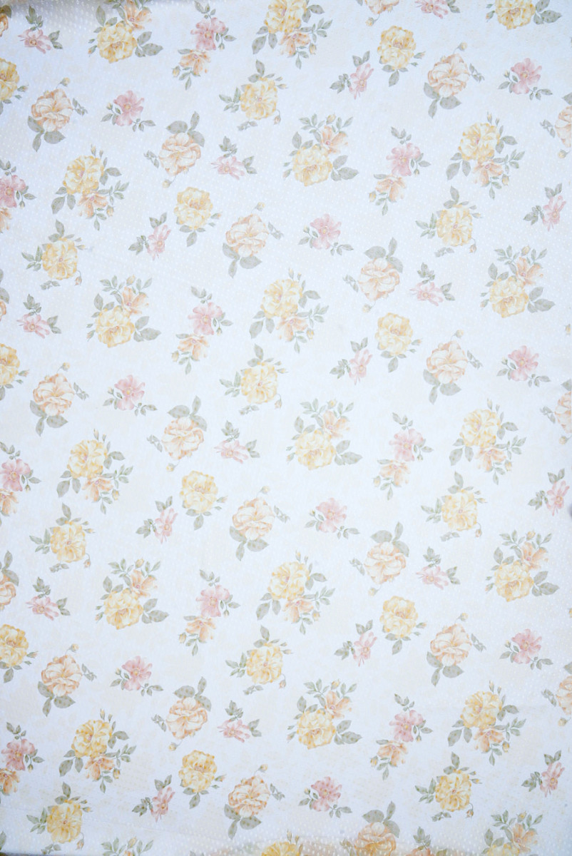 Szyfon jedwabny devore ecru w kwiaty