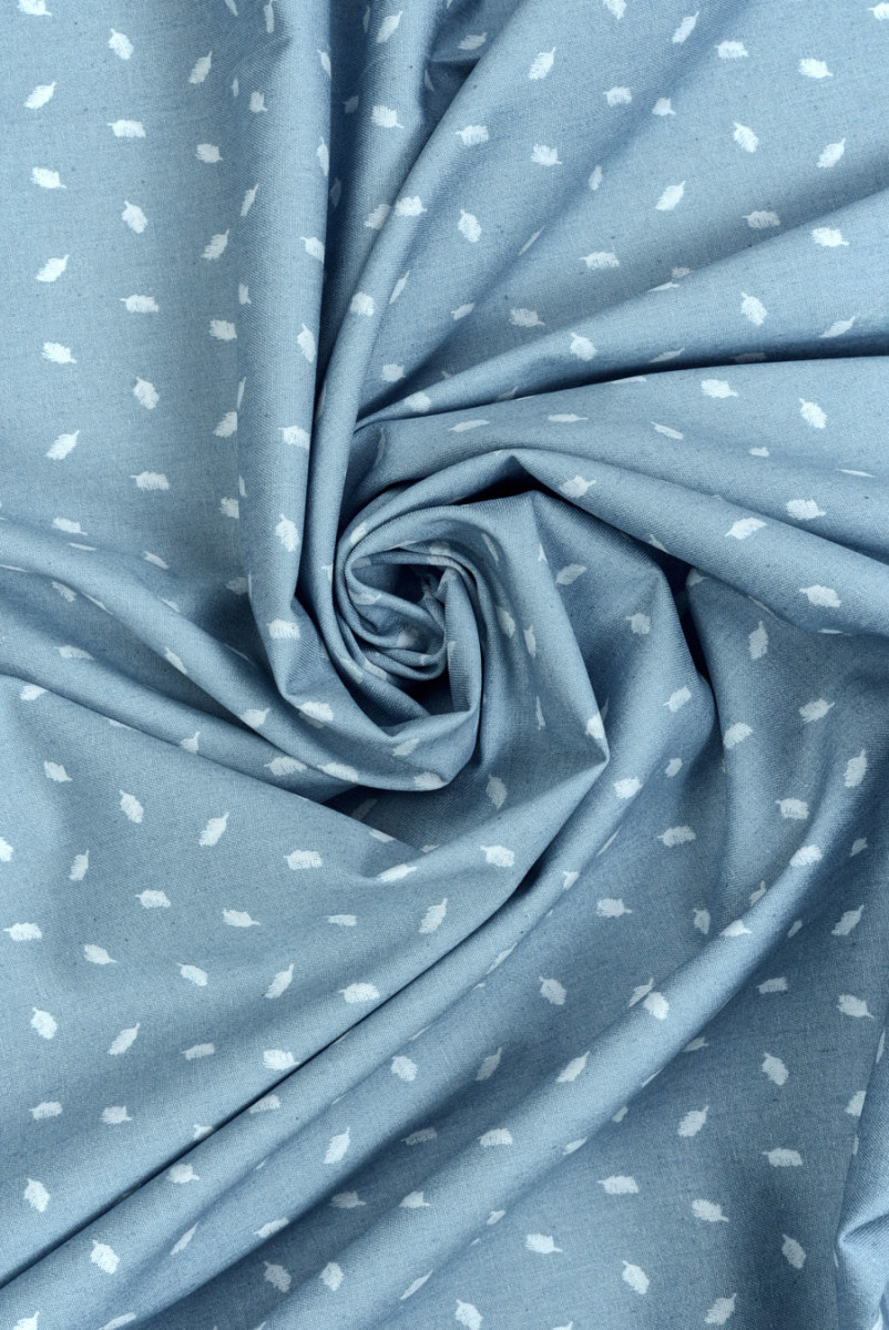 Bawełna koszulowa błękitna w piórka