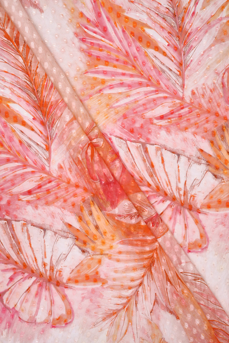 Szyfon jedwabny devore w liÅcie