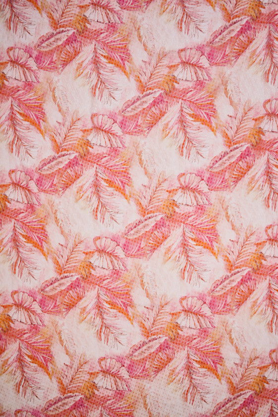 Szyfon jedwabny devore w liście