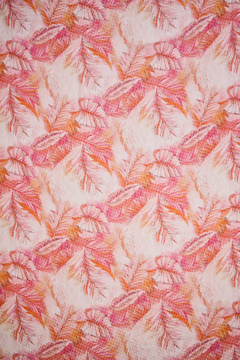 Szyfon jedwabny devore w liście