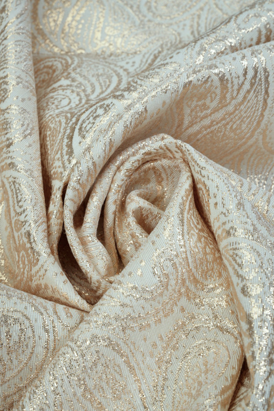 Żakard złoty paisley