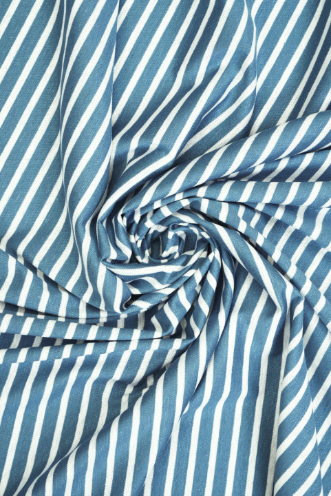 Maille coton-lin à rayures bleues