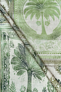 Beige linen with green motifs