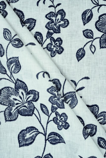 Lino con fiori blu scuro
