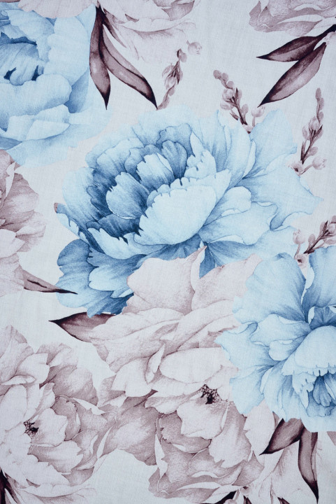Viscose à fleurs bleu clair