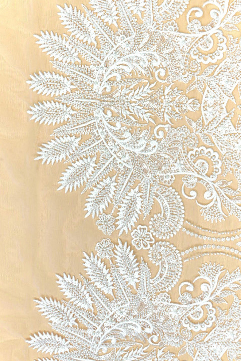 Tulle crème exclusif motif végétal