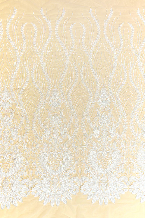 Tulle crème exclusif motif végétal