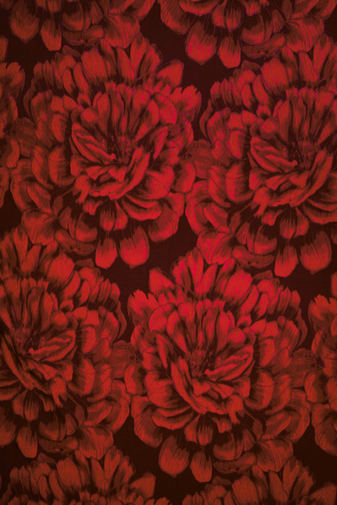 Rød jacquard med store blomster