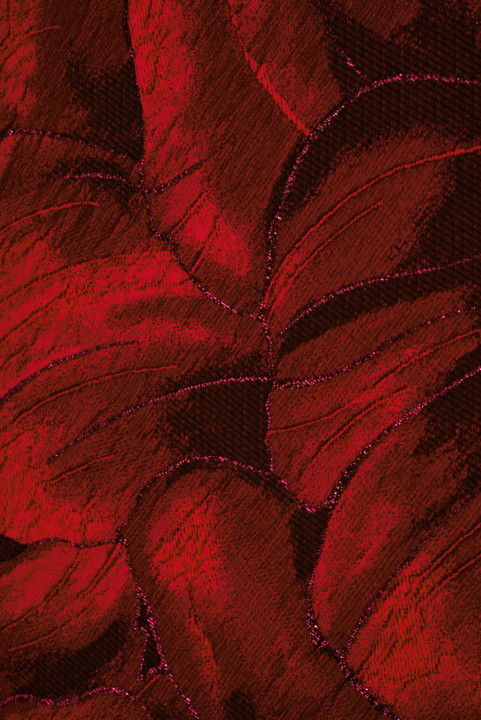 Rød jacquard med store blomster