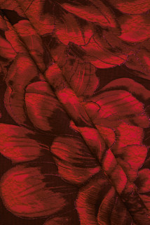 Jersey jacquard rosso a grandi fiori