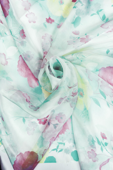 Mousseline viscose soie à fleurs