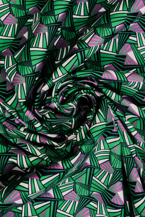 Elastisk bomuld grøn geometri