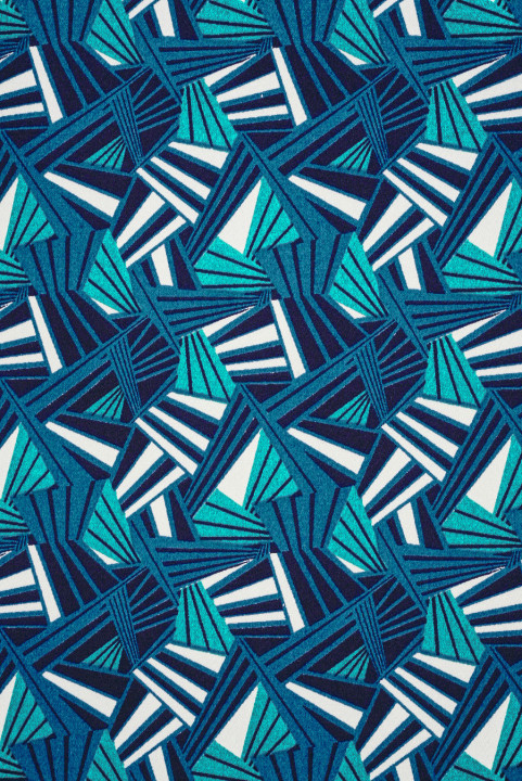 Coton stretch géométrie bleue