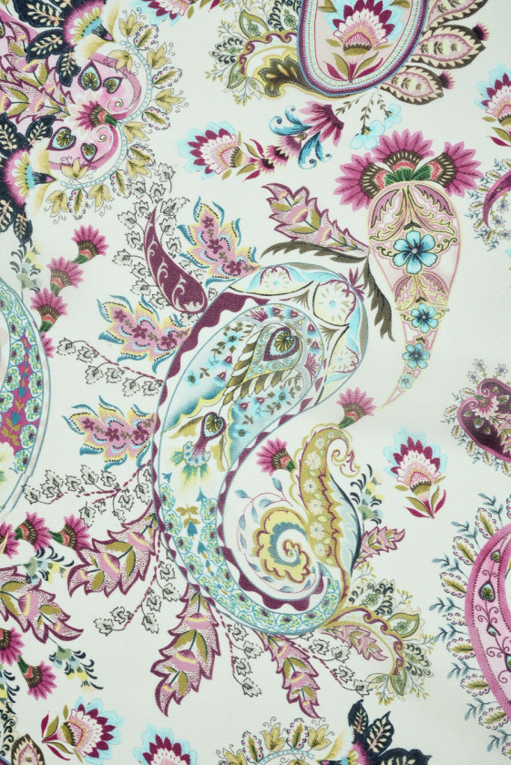 Muślin jedwabno-wiskozowy paisley kolorowy