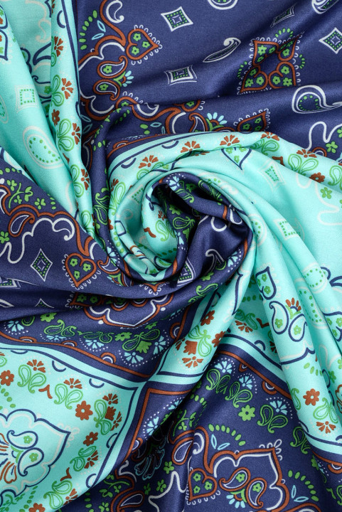 Satin viscose carrés turquoise