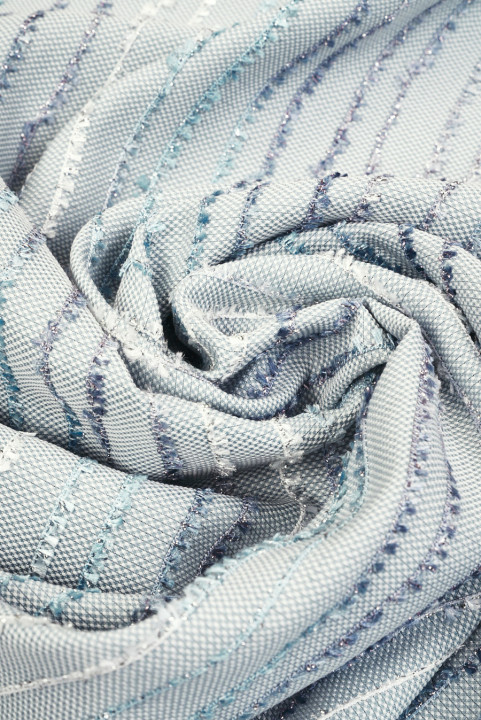 Tissu jacquard à franges - bleu