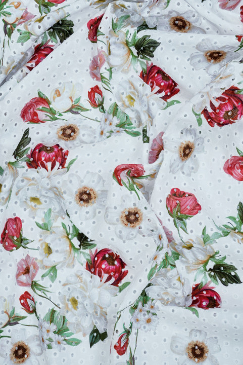 Coton richelieu à fleurs