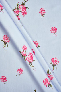 Satin viscose lilas avec roses